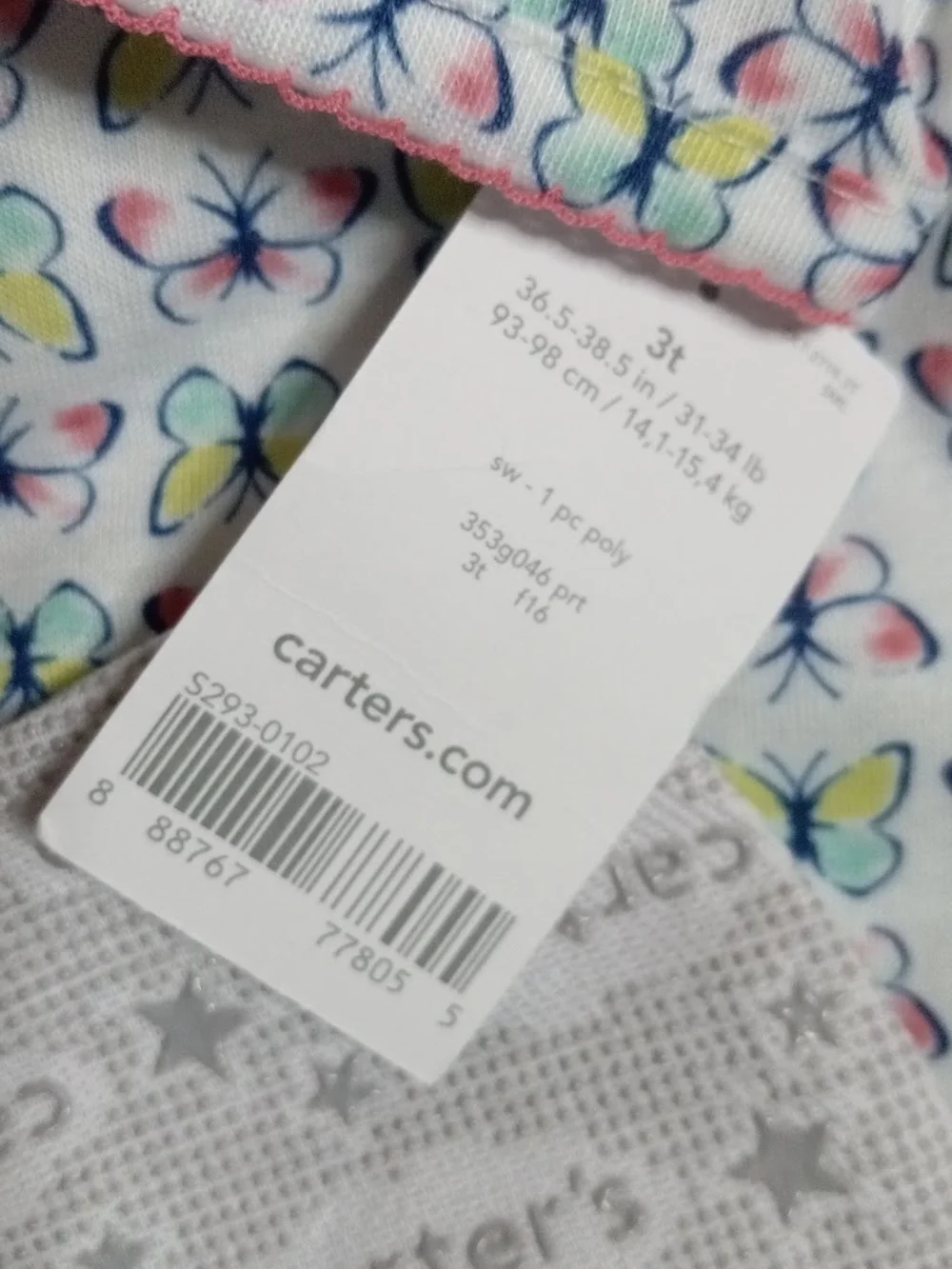 Carter's White Baby One-Piece Footed Pajamas with Multicolor Butterfly Print